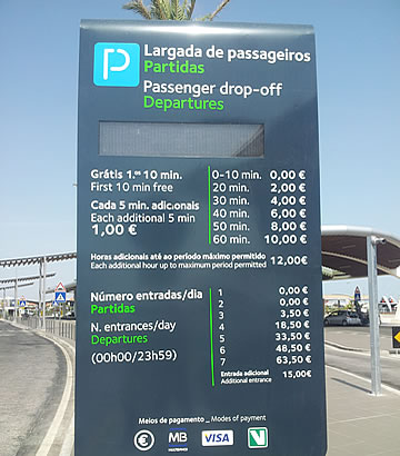 Preços e regras do parque Kiss and Fly no aeroporto de Faro